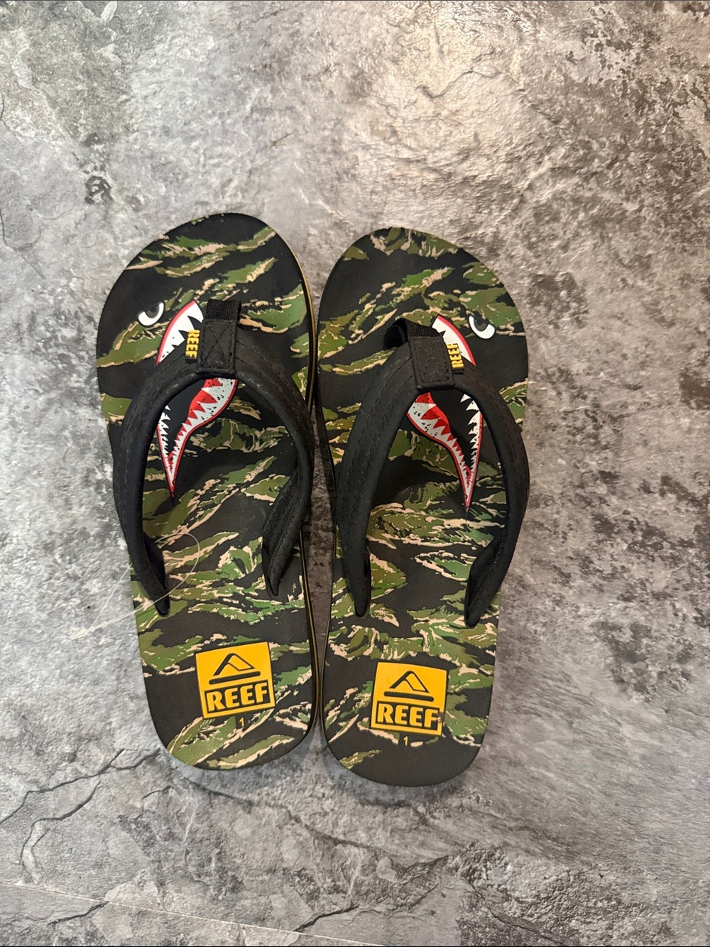 Reef Green Camo Shark Graphic Flip Flops